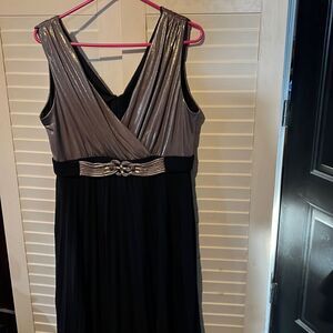 R & M Richards Gold & Black Faux Wrap dress